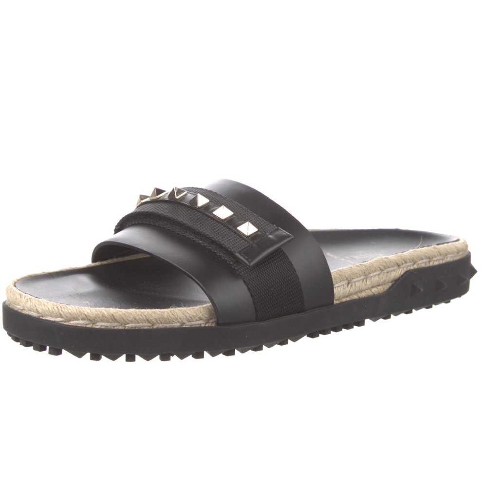 Valentino Garavani Rockstud Espadrille Pool Slides Black - Picture 10 of 11